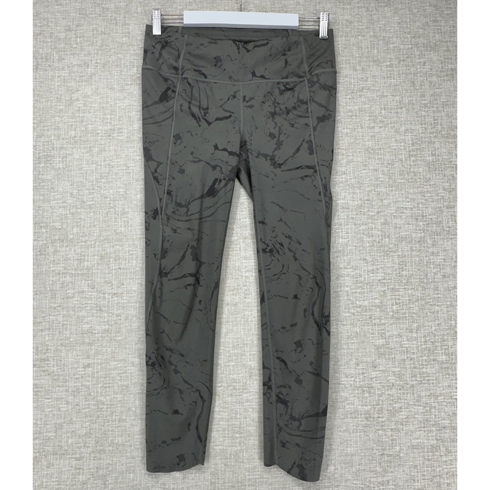 Athleta Leggings Womens Small Green Gray‎ Tie Dye Ankle Running Zip Pocket Yoga